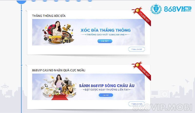 Nhà cái 868VIP cung cấp nhiều chương trình khuyến mãi hấp dẫn cho người chơi